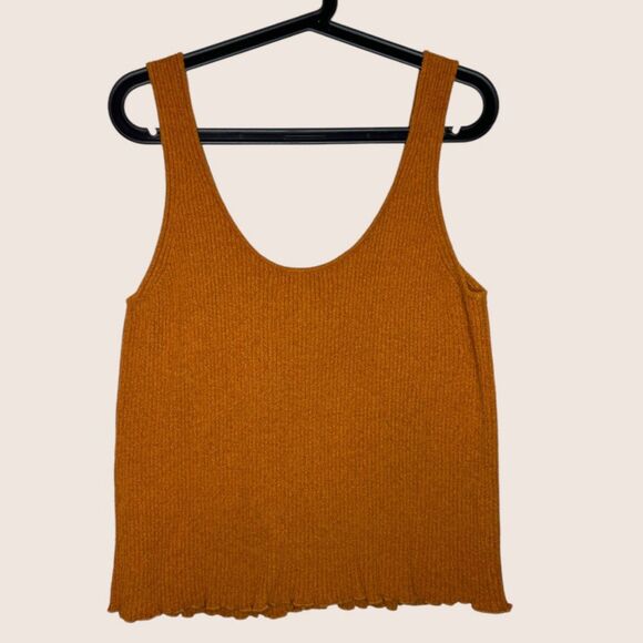 🧡 MADEWELL KINGSTON BUTTON FRONT SWEATER TANK GOLDEN PECAN MEDIUM ORANGE BROWN - Picture 5 of 7
